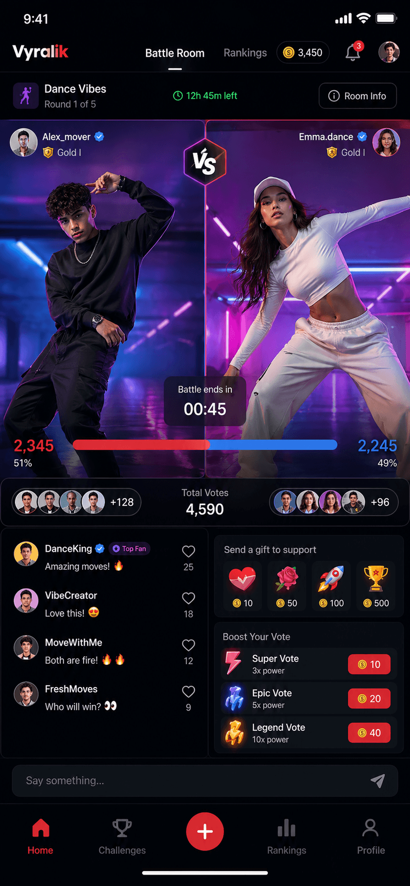 Vyralik 1v1 battle screen